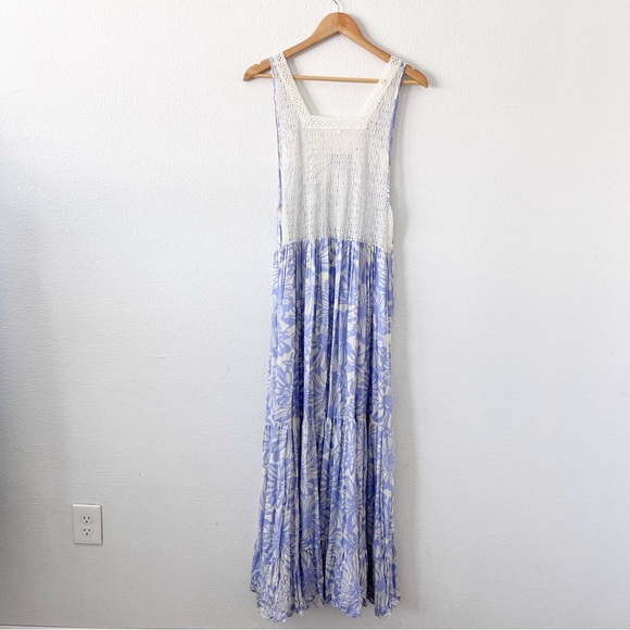 Free People Tiers For You Maxi Slip in Blue and White - Picture 9 of 10